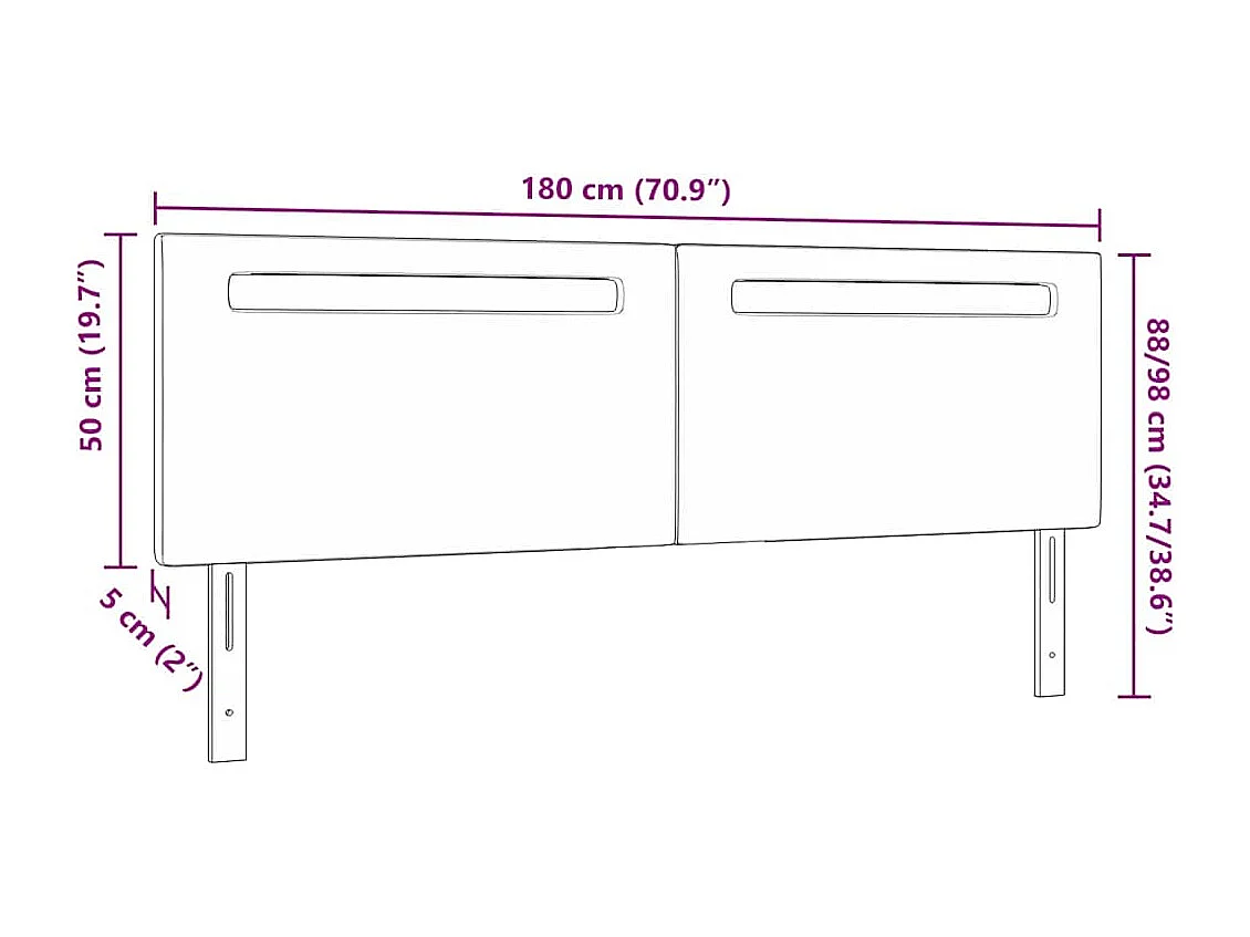 Tête de lit avec des lumières à LED Cappuccino 180 cm PVC