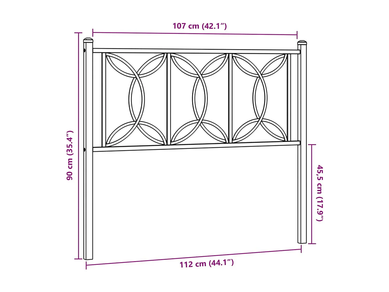 Hoofdbord 107 cm metaal wit