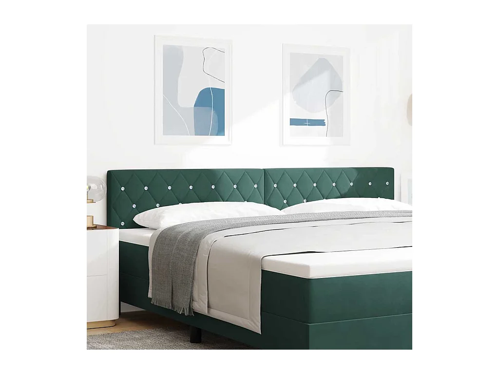 Tête de Lit LED Argyle Vert foncé 100 cm Velours