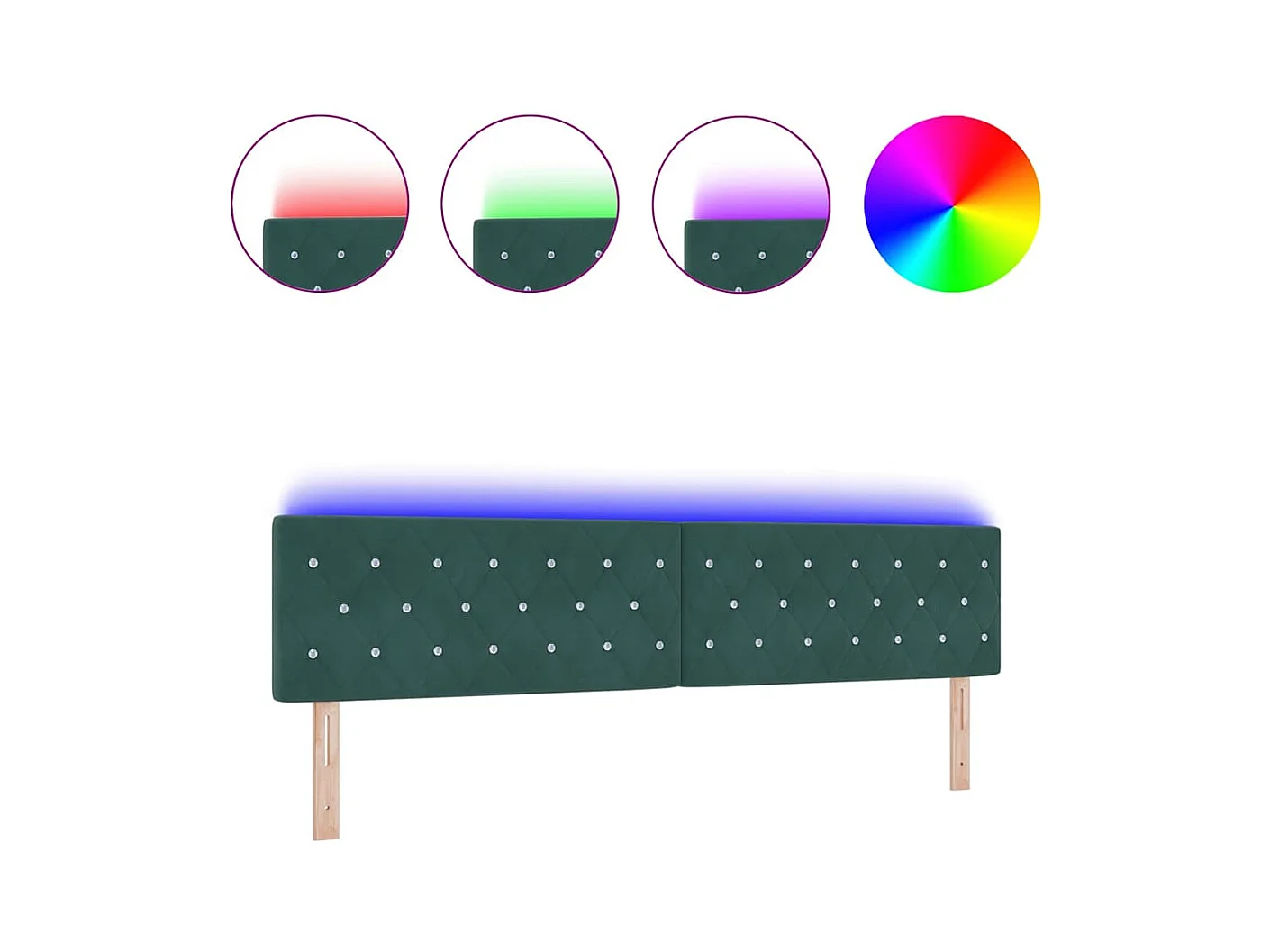 Tête de Lit LED Argyle Vert foncé 100 cm Velours