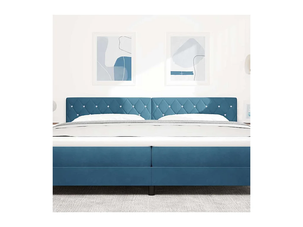 Tête de Lit en Velours Argyle Bleu foncé 200 cm Velours