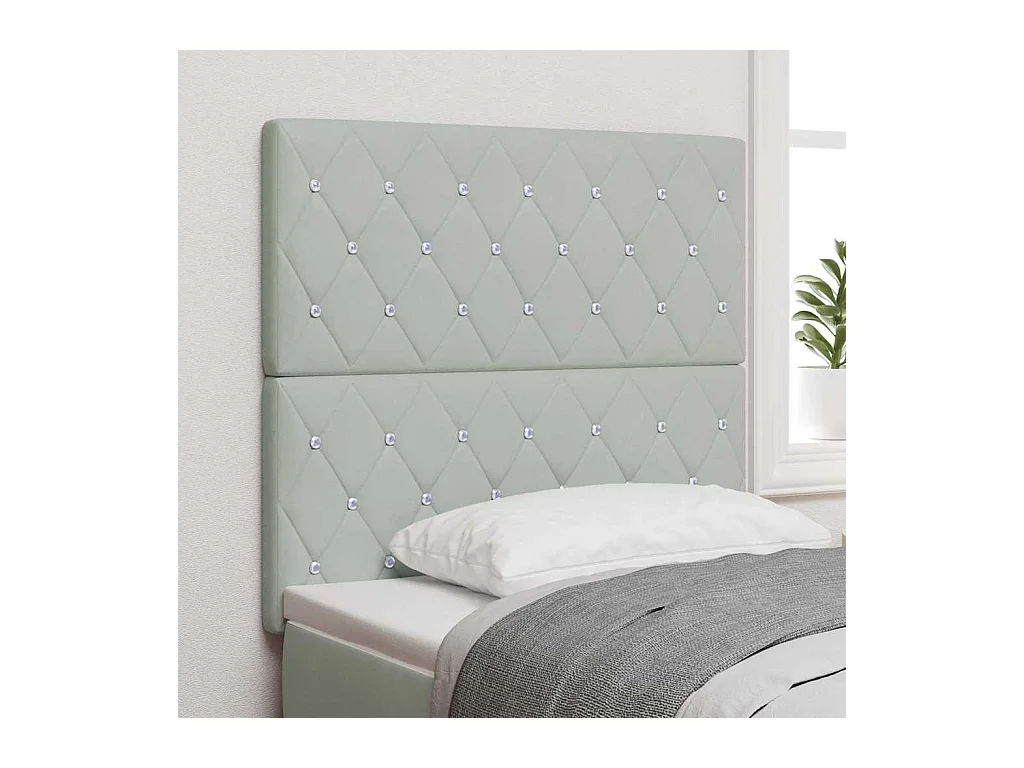 Cabecero LED Argyle con cabecera Gris claro 100 cm Terciopelo