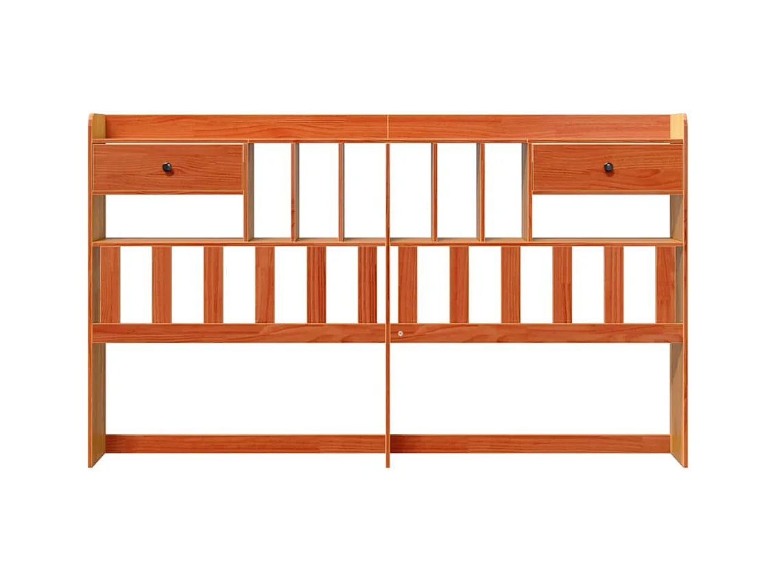 Cabecero de cama almacenaje madera maciza pino marrón 200 cm