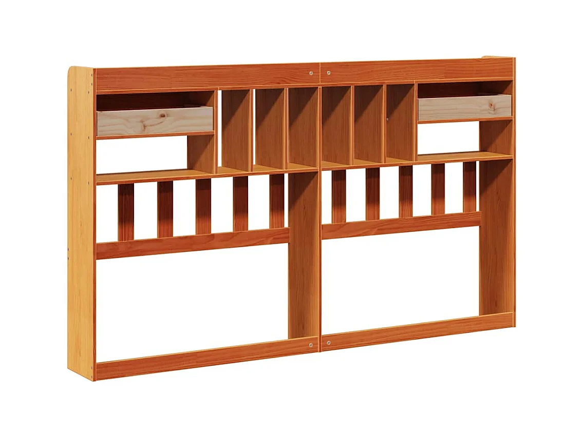 Cabecero de cama almacenaje madera maciza pino marrón 200 cm