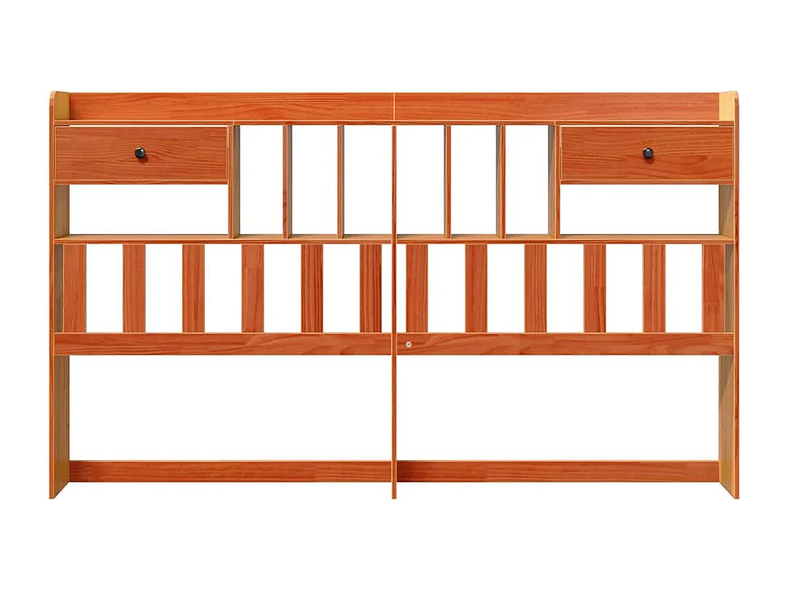 Tête de lit avec rangement cire marron 200cm bois massif de pin