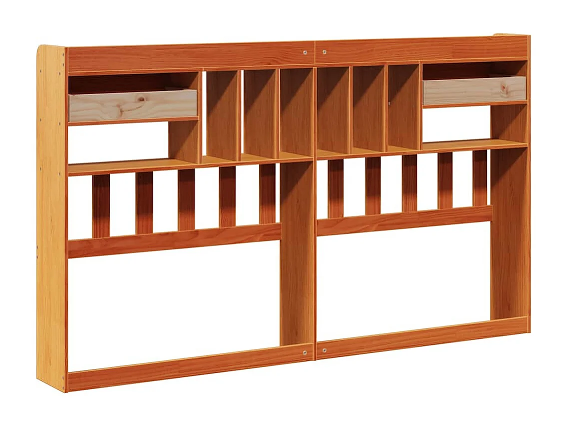 Tête de lit avec rangement cire marron 200cm bois massif de pin