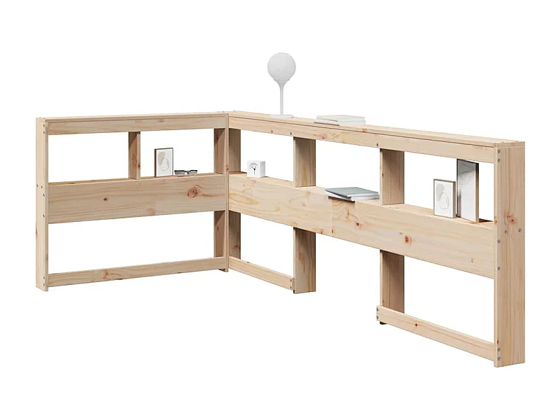 Cabecero librería en forma de L madera maciza de pino 90 cm