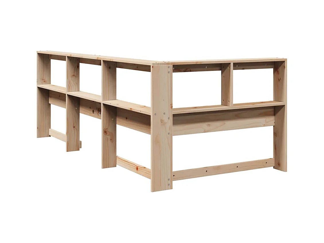 Cabecero librería en forma de L madera maciza de pino 90 cm