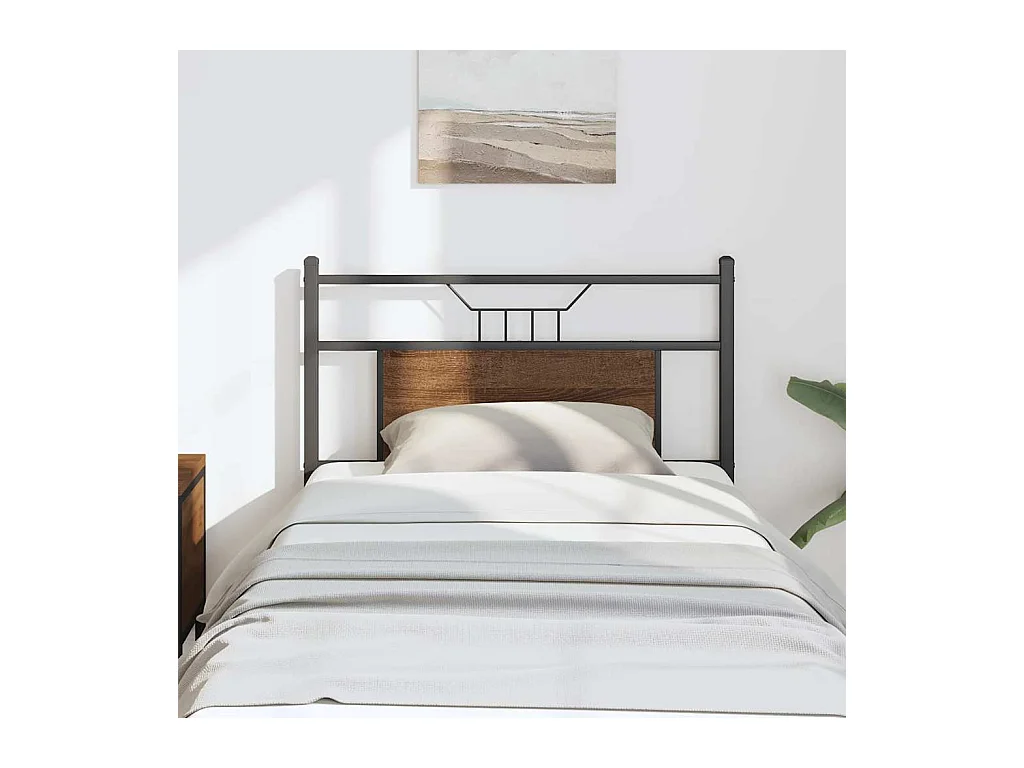 Cabecero de madera de ingeniería y acero marrón roble 80 cm