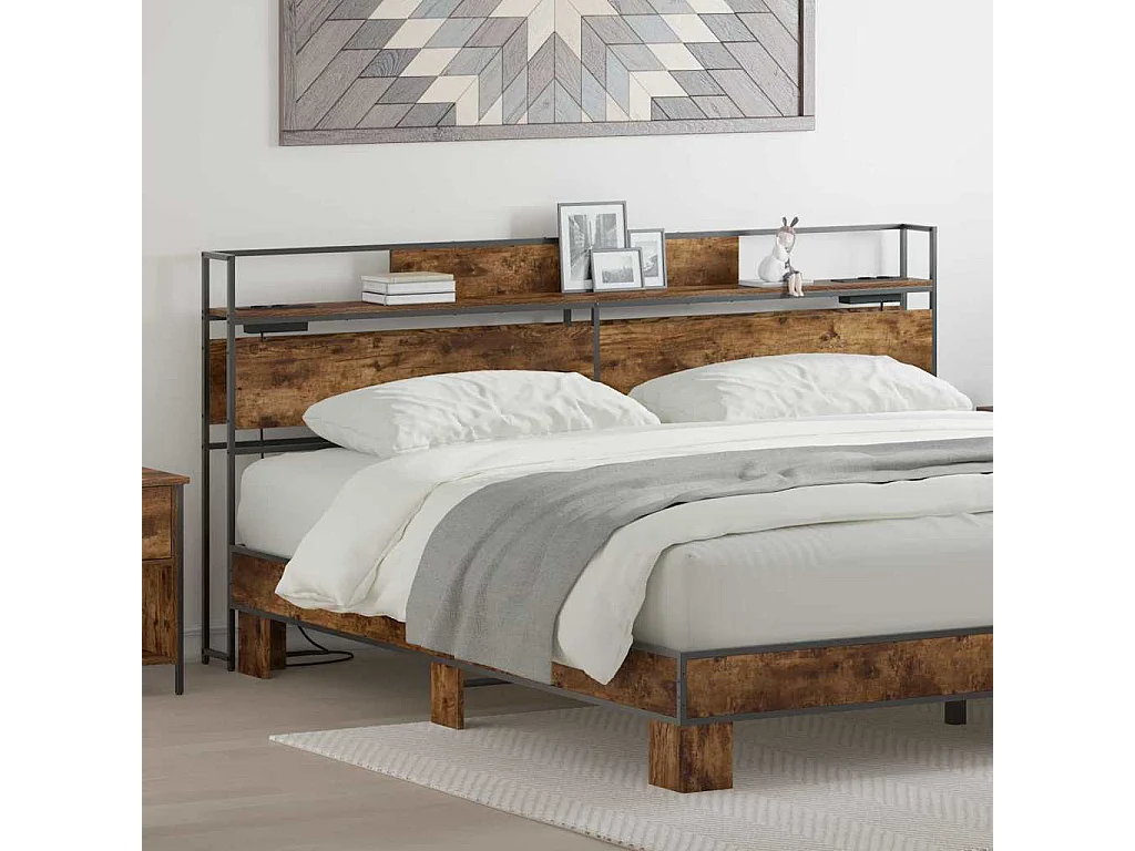 Tête de lit de rangement Chêne fumé 200 cm Bois d'ingénierie