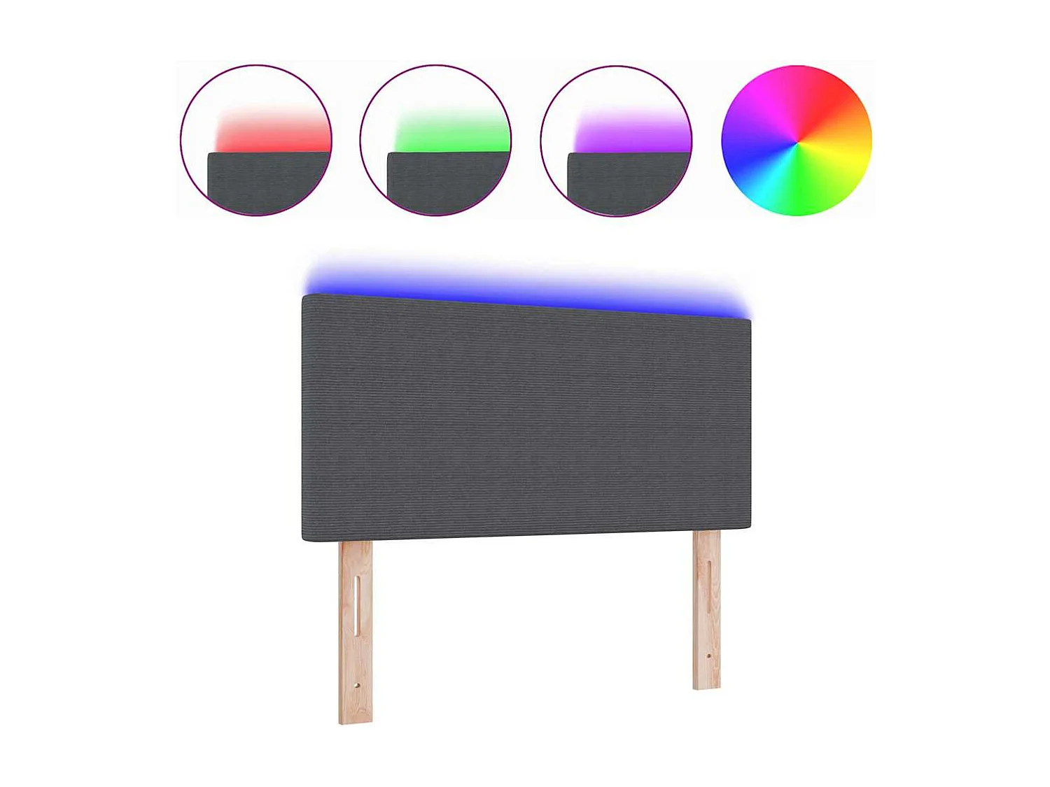 LED Hoofdbord met LED -striplichten Donkergrijs 80 cm Stof