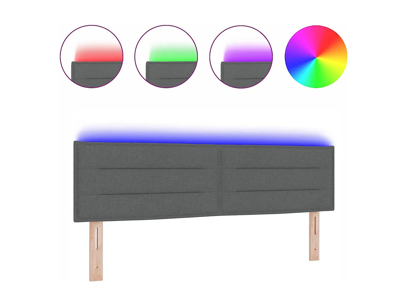 Cabecero LED con luces de tiras LED Gris oscuro 144 cm tela