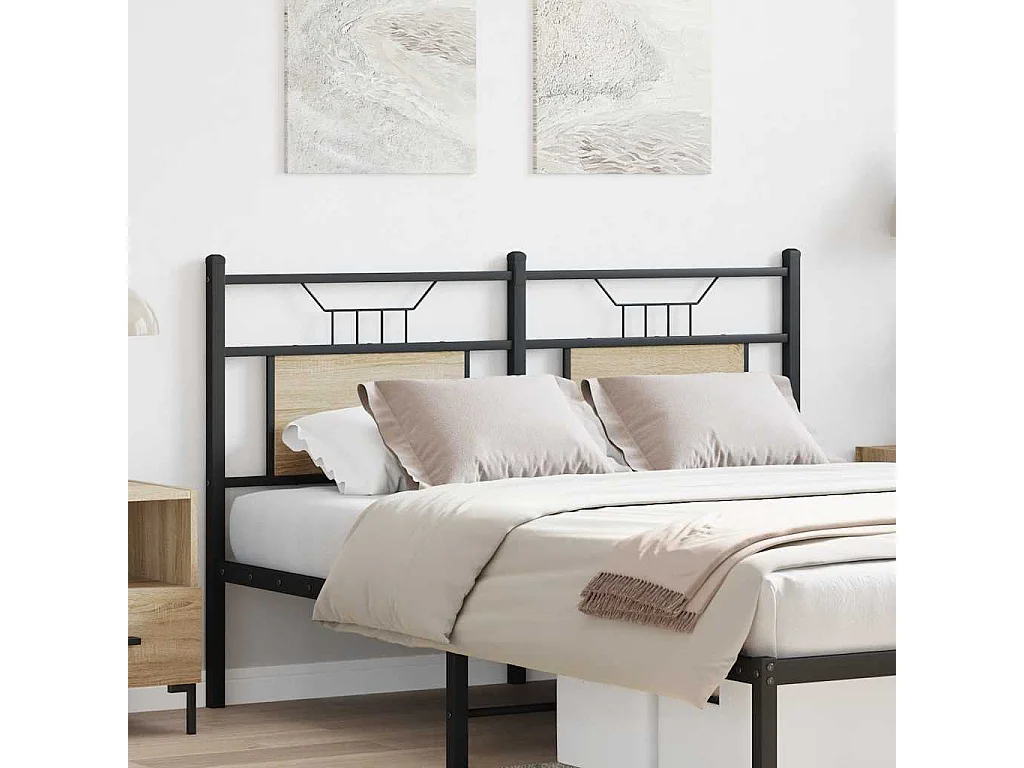 Tête de lit chêne sonoma 137 cm bois d'ingénierie et acier