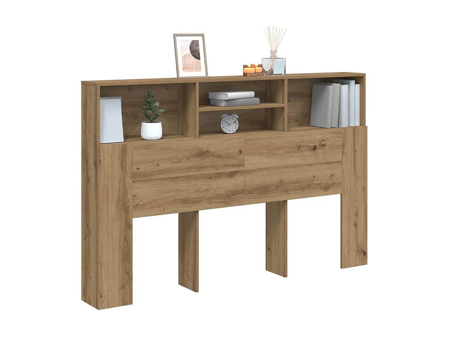 Armoire de tête de lit chêne artisanal 160x19x103,5 cm