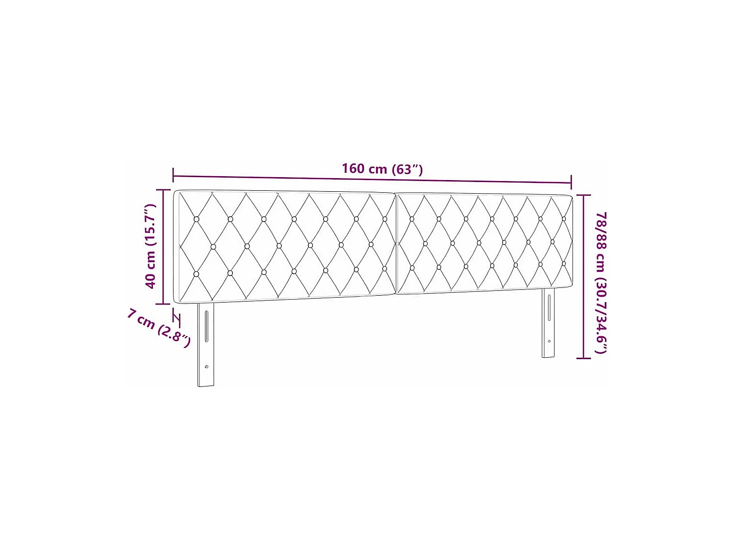 Tête de Lit LED Argyle Vert foncé 80 cm Velours
