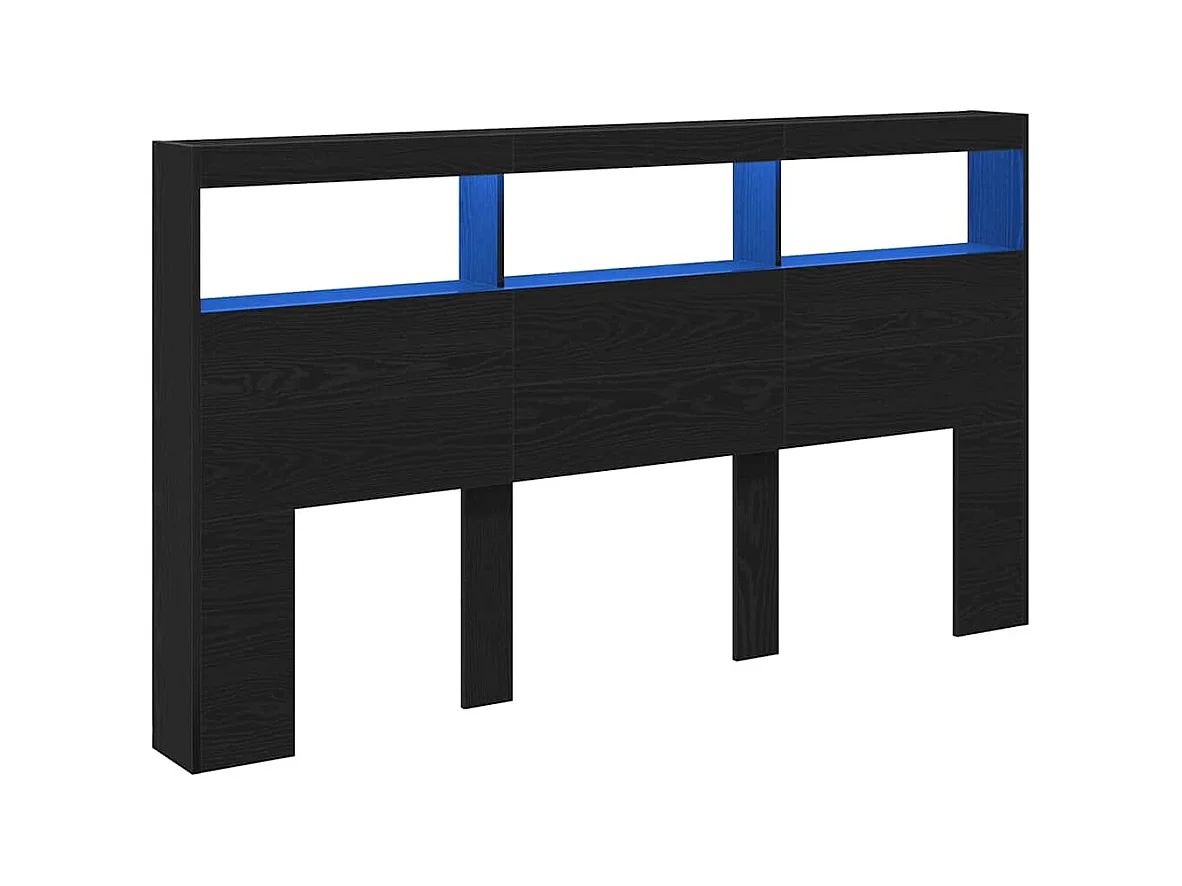 Cabecero de cama con LED roble negro 180x17x102 cm