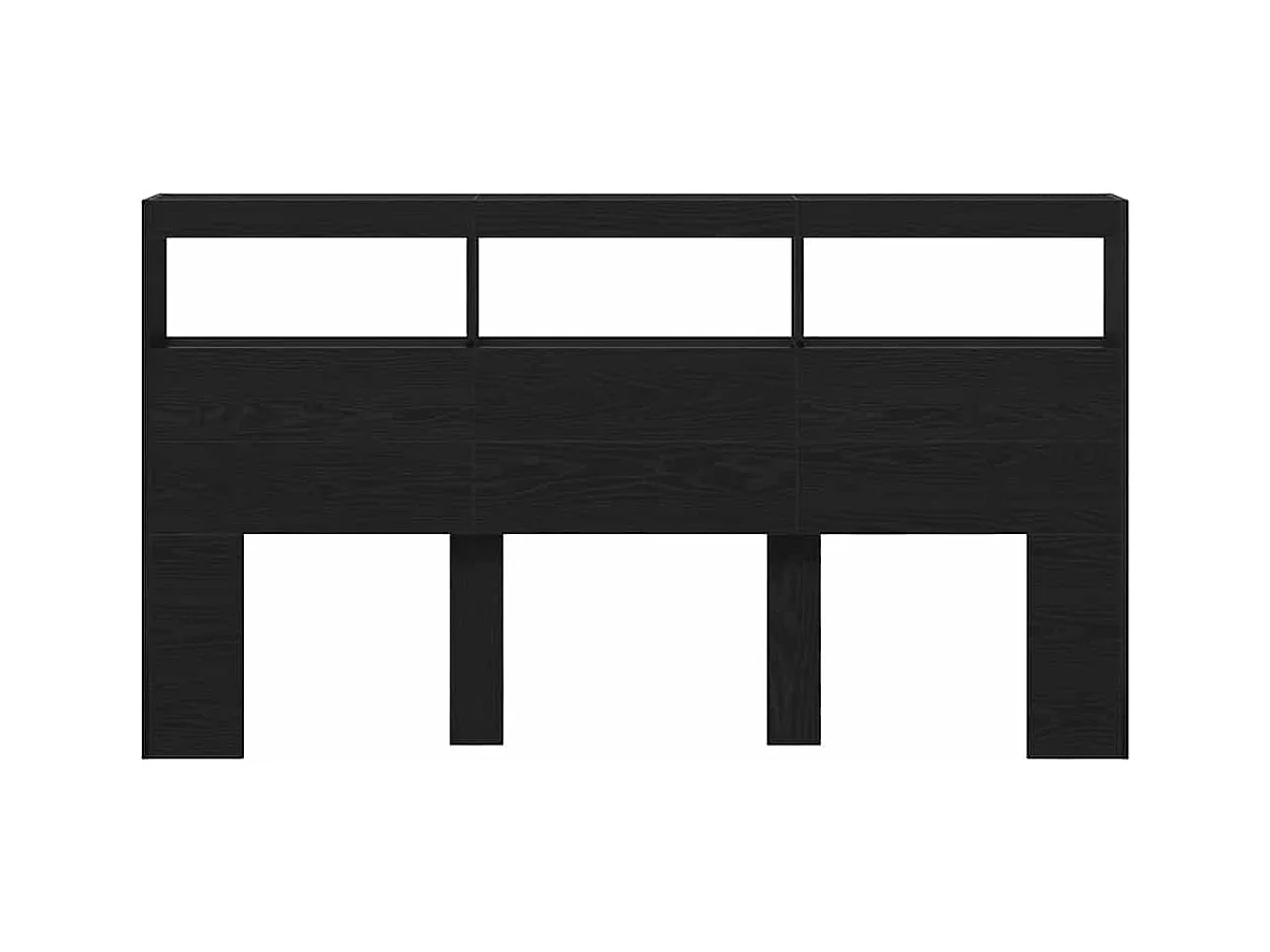 Cabecero de cama con LED roble negro 180x17x102 cm