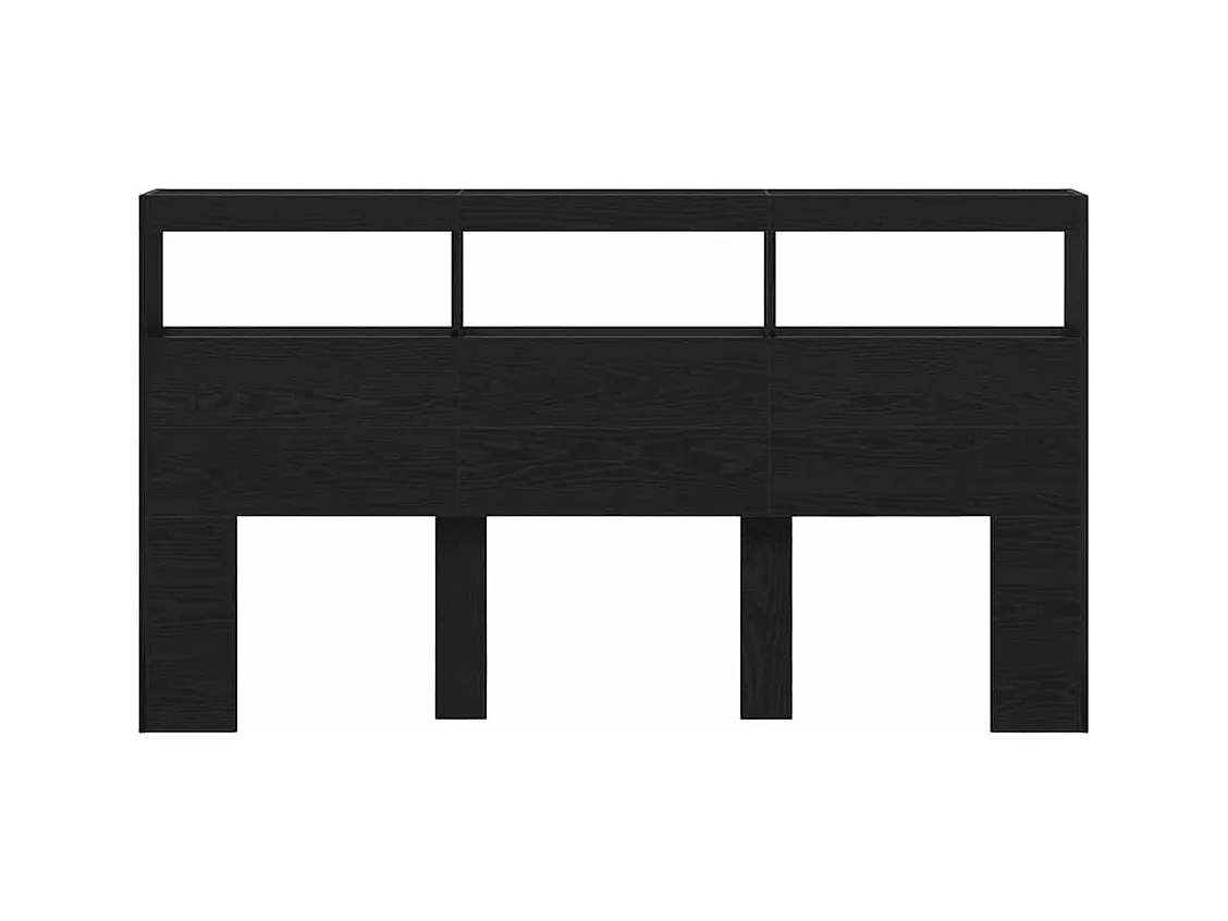 Cabecero de cama con LED roble negro 180x17x102 cm