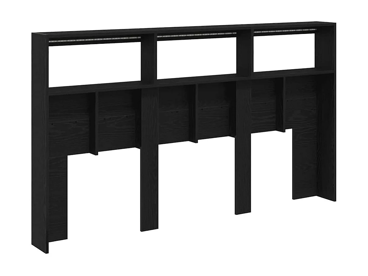 Armoire tête de lit avec LED chêne noir 180x17x102 cm