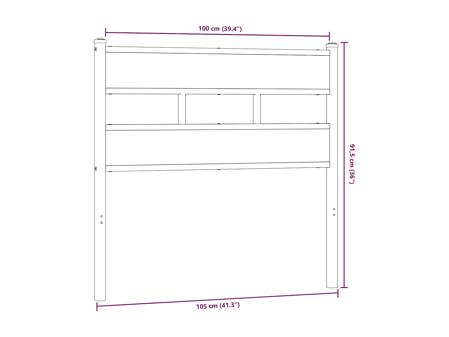 Tête de lit chêne fumé 100 cm fer et bois d'ingénierie