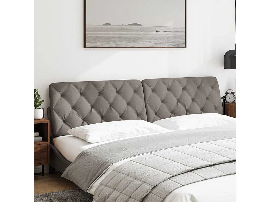 Cabecero de cama acolchado tela gris taupe 200 cm