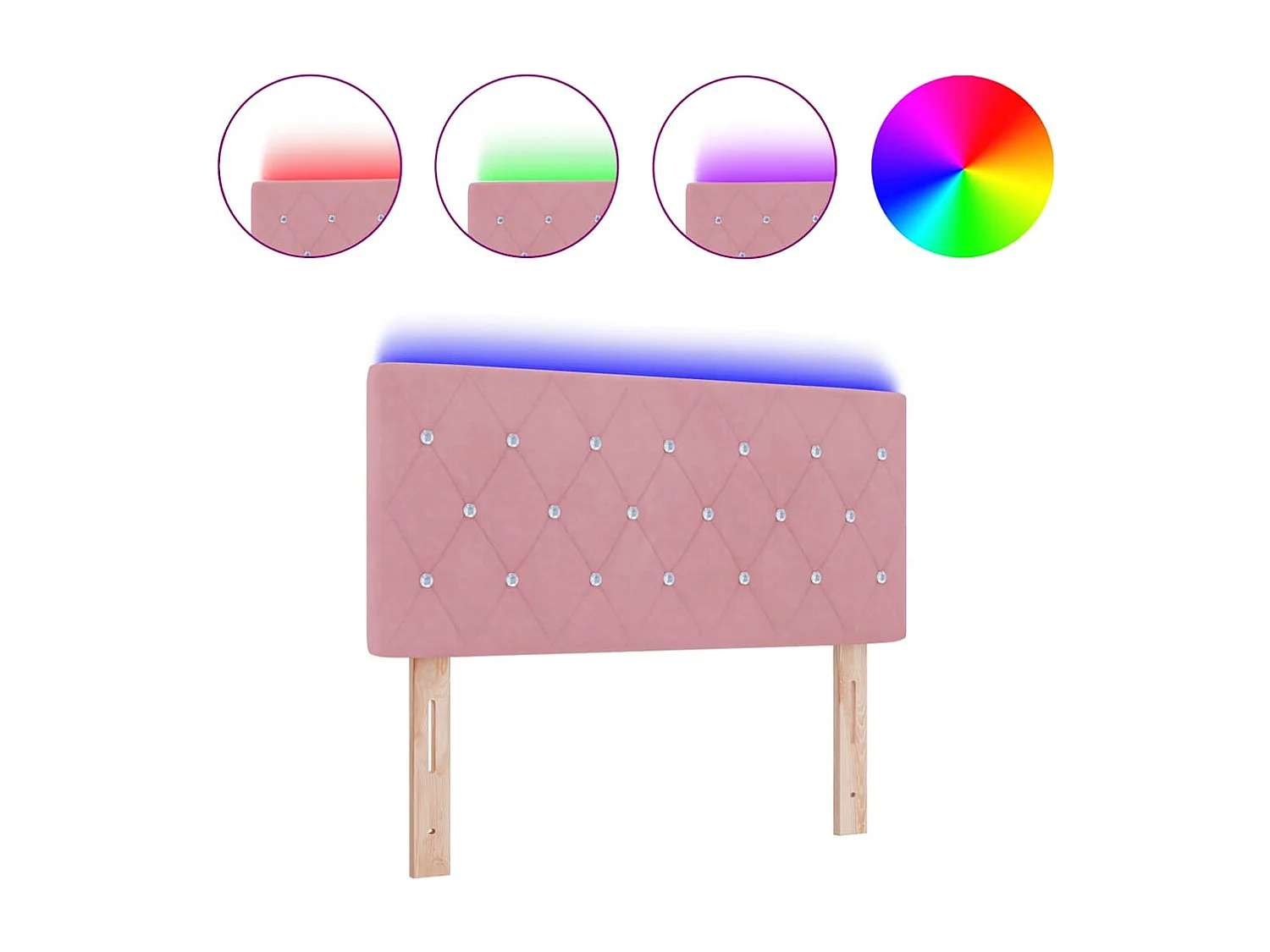 Tête de Lit LED avec des lumières à LED Rose 90 cm Velours