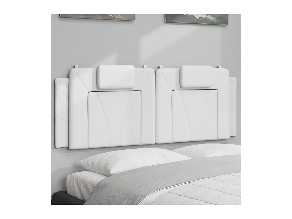 Cabecero de cama acolchado cuero sintético blanco 152 cm