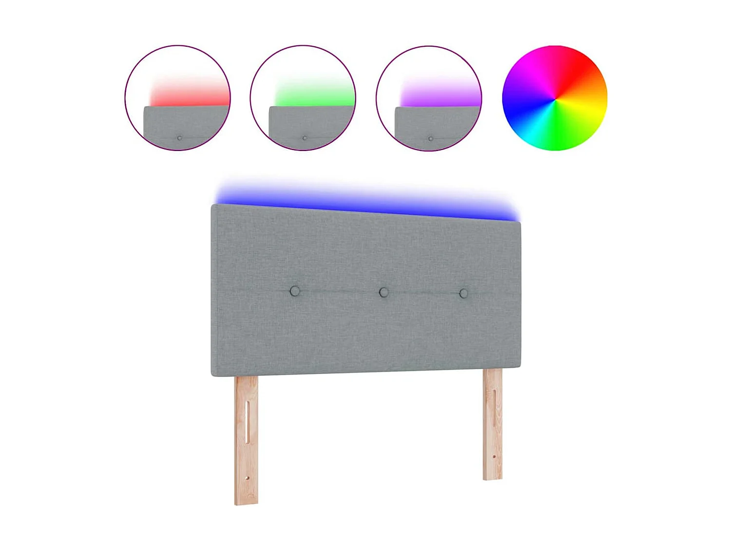 Tête de Lit LED avec des lumières à LED Gris clair 100 cm tissu