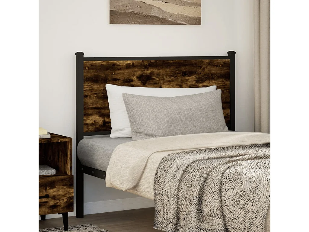 Tête de lit chêne fumé 100 cm bois d'ingénierie et acier
