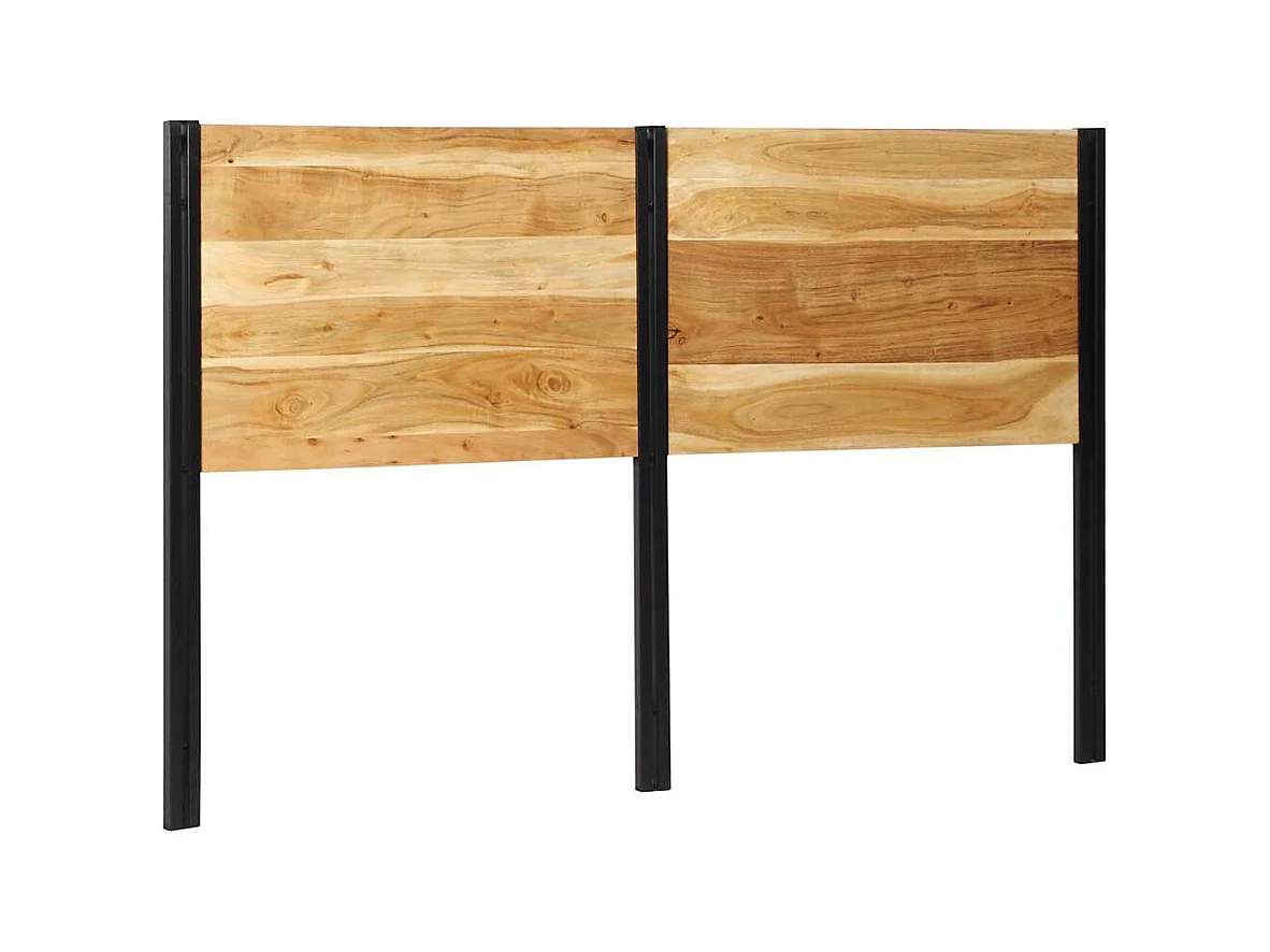 Tête de lit 160 cm bois massif d'acacia et fer