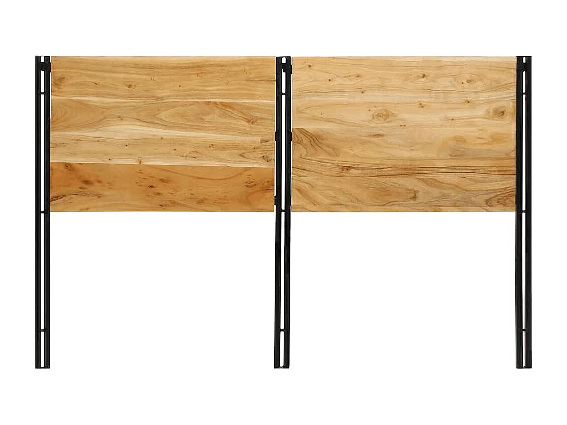 Tête de lit 160 cm bois massif d'acacia et fer