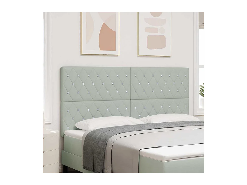 Tête de Lit LED Argyle Gris clair 90 cm Velours