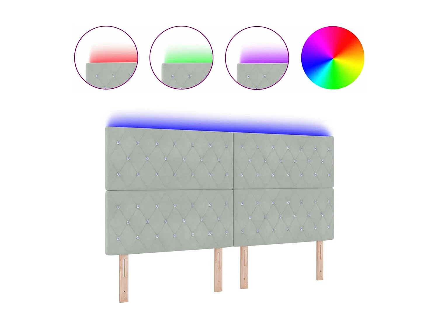 Tête de Lit LED Argyle Gris clair 90 cm Velours