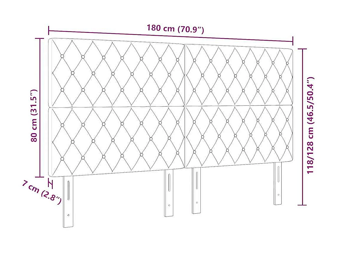 Tête de Lit LED Argyle Gris clair 90 cm Velours