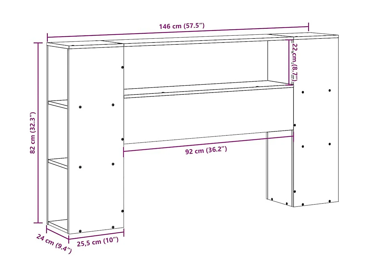 Cabecero de cama almacenaje madera maciza pino blanco 140 cm