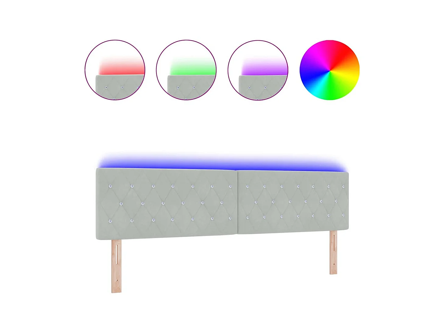 Tête de Lit LED Argyle Gris clair 90 cm Velours