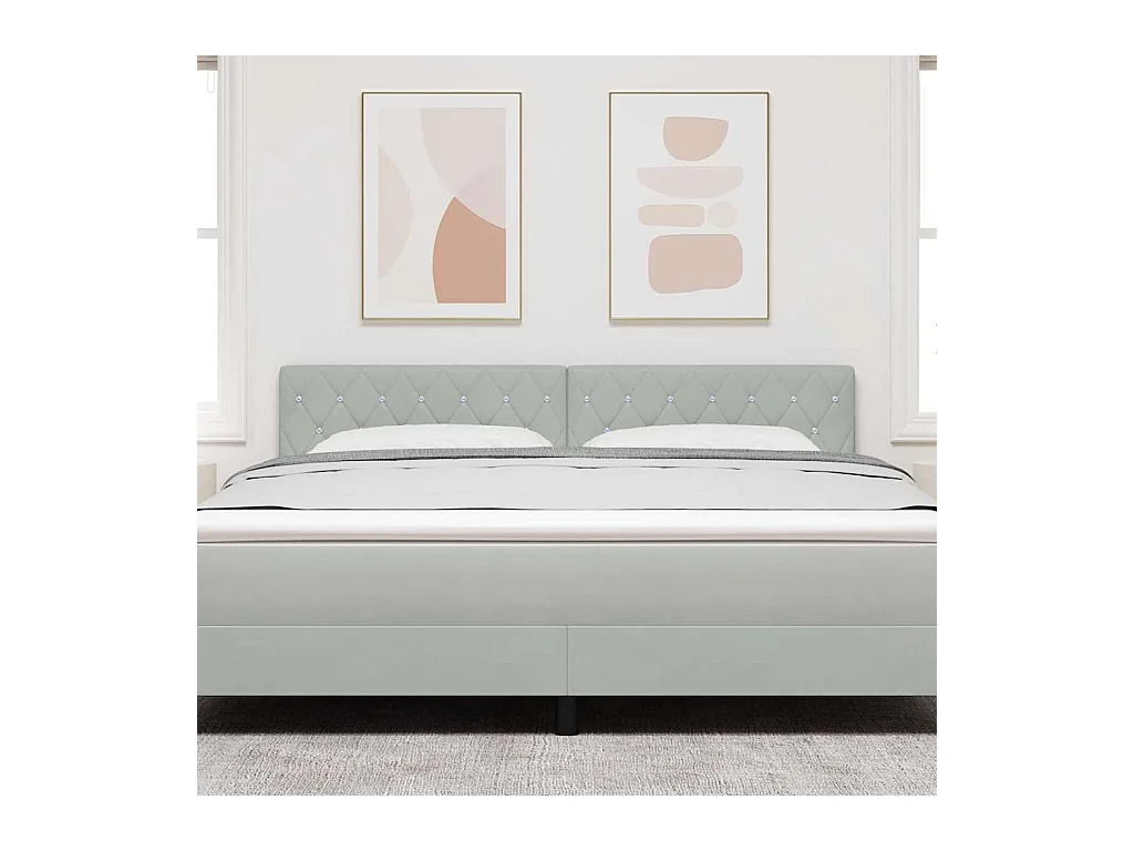 Tête de Lit LED Argyle Gris clair 90 cm Velours