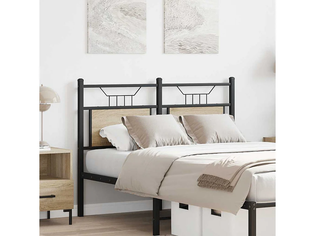 Tête de lit chêne sonoma 120 cm bois d'ingénierie et acier