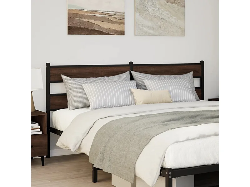Tête de lit chêne marron 190 cm acier et bois d'ingénierie