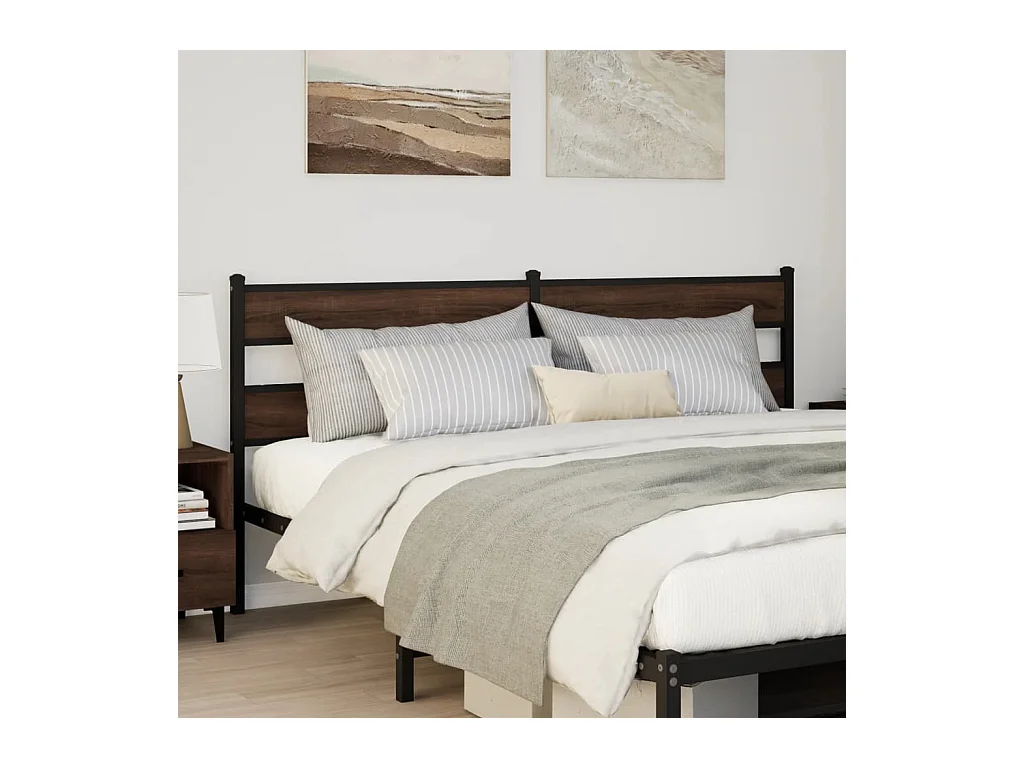 Tête de lit chêne marron 190 cm acier et bois d'ingénierie
