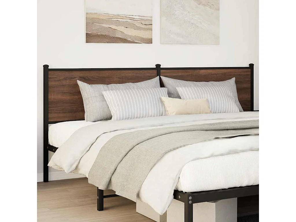 Cabecero de madera de ingeniería y acero marrón roble 190 cm