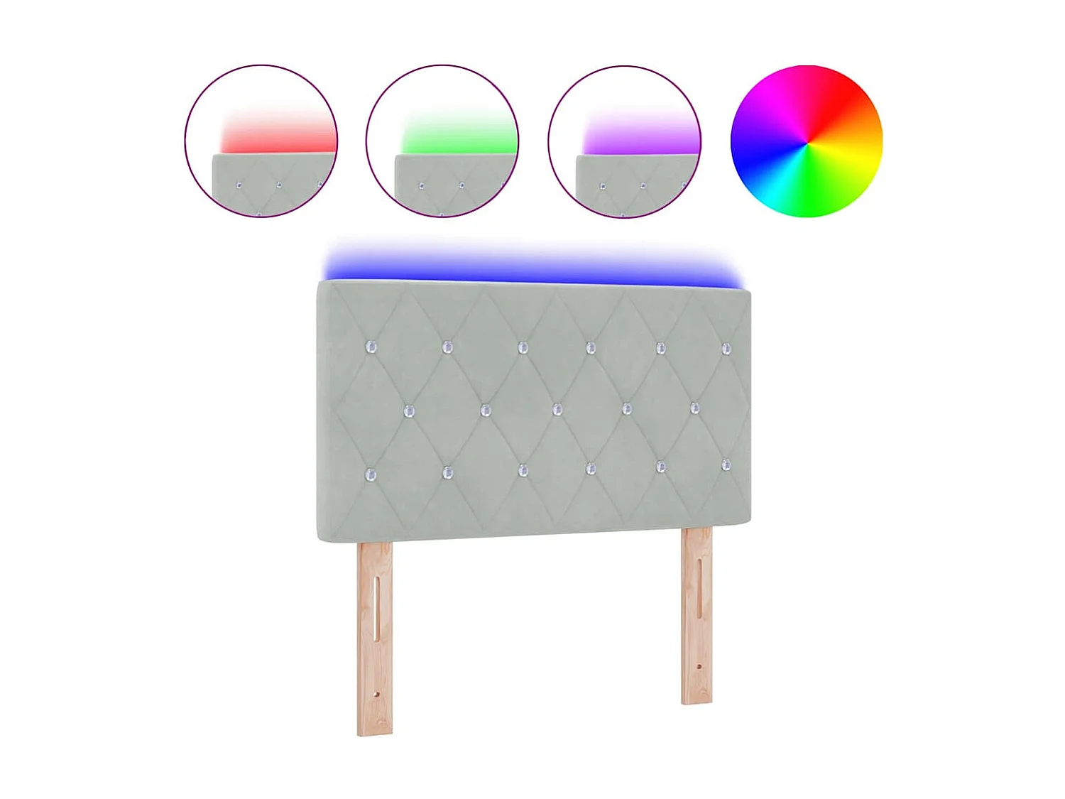 Tête de Lit LED Argyle Gris clair 80 cm Velours