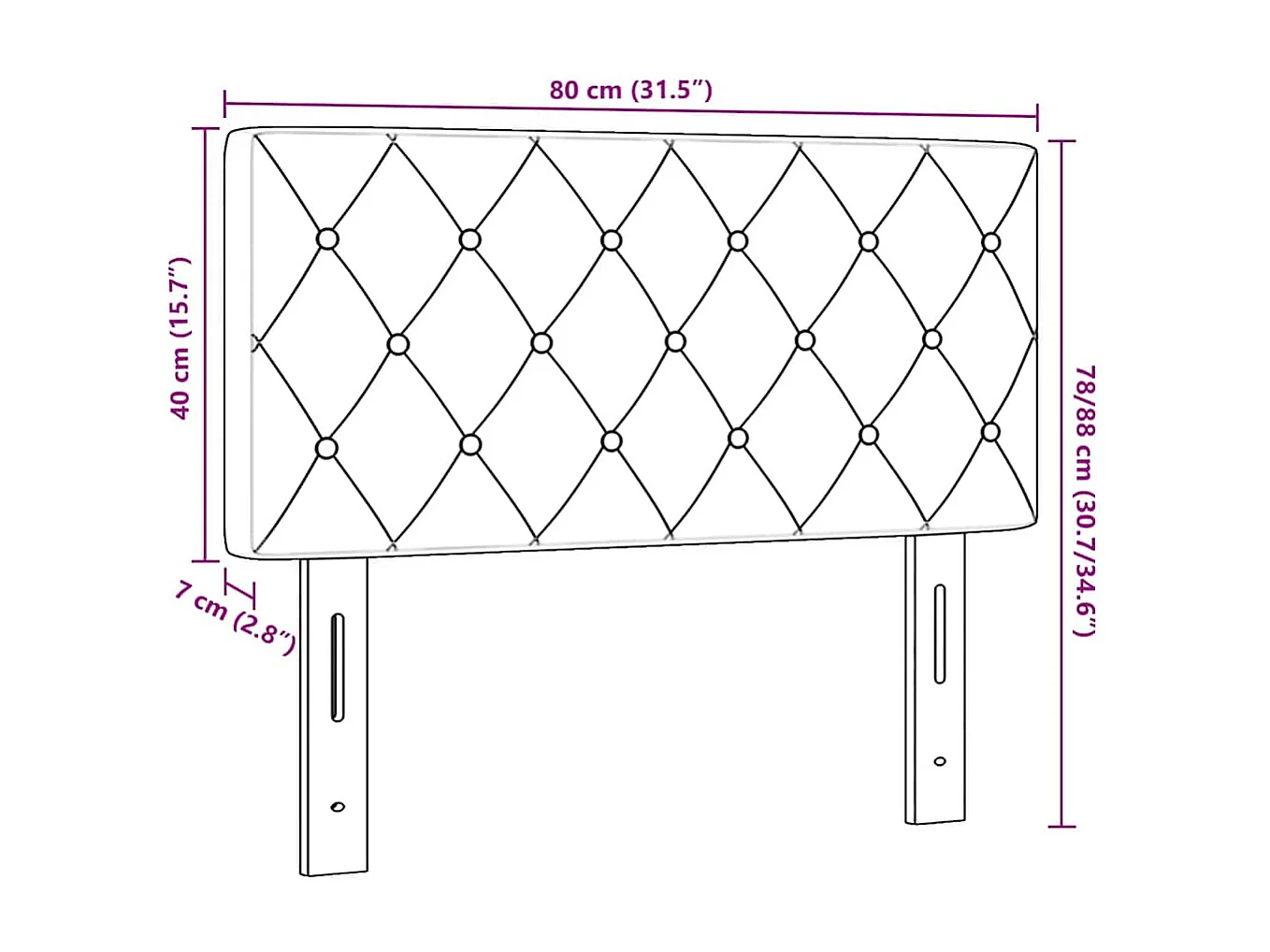 Tête de Lit LED Argyle Gris clair 80 cm Velours