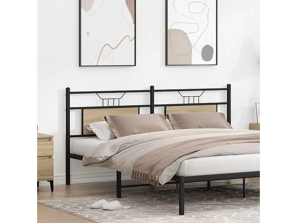 Tête de lit chêne sonoma 180 cm bois d'ingénierie et acier
