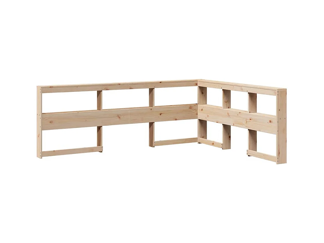 Cabecero librería en forma de L madera maciza de pino 160 cm