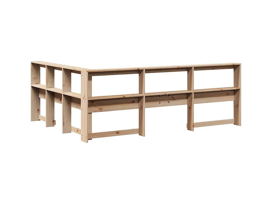 Cabecero librería en forma de L madera maciza de pino 160 cm