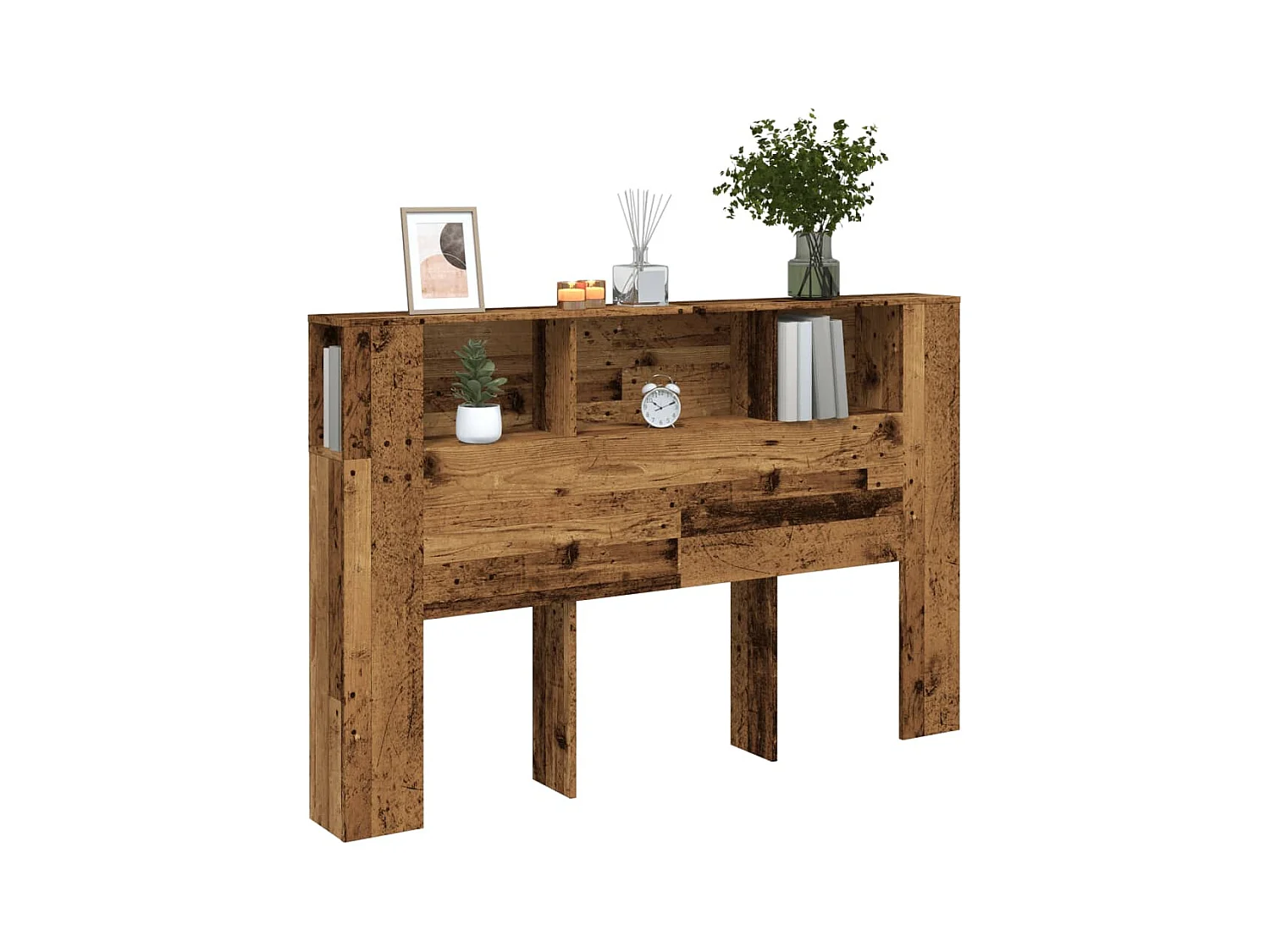Cabecero armario madera ingeniería envejecida 160x18,5x103,5 cm