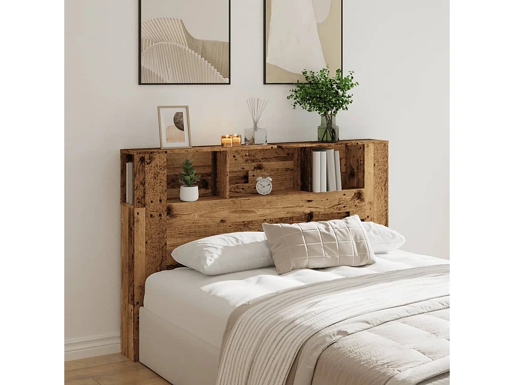 Armoire de tête de lit vieux bois 160x18,5x103,5 cm