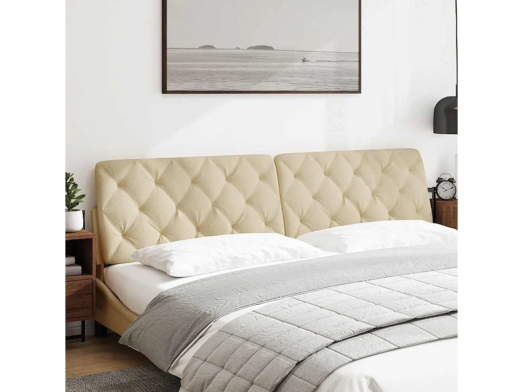 Hoofdbordkussen 200 cm stof crèmekleurig