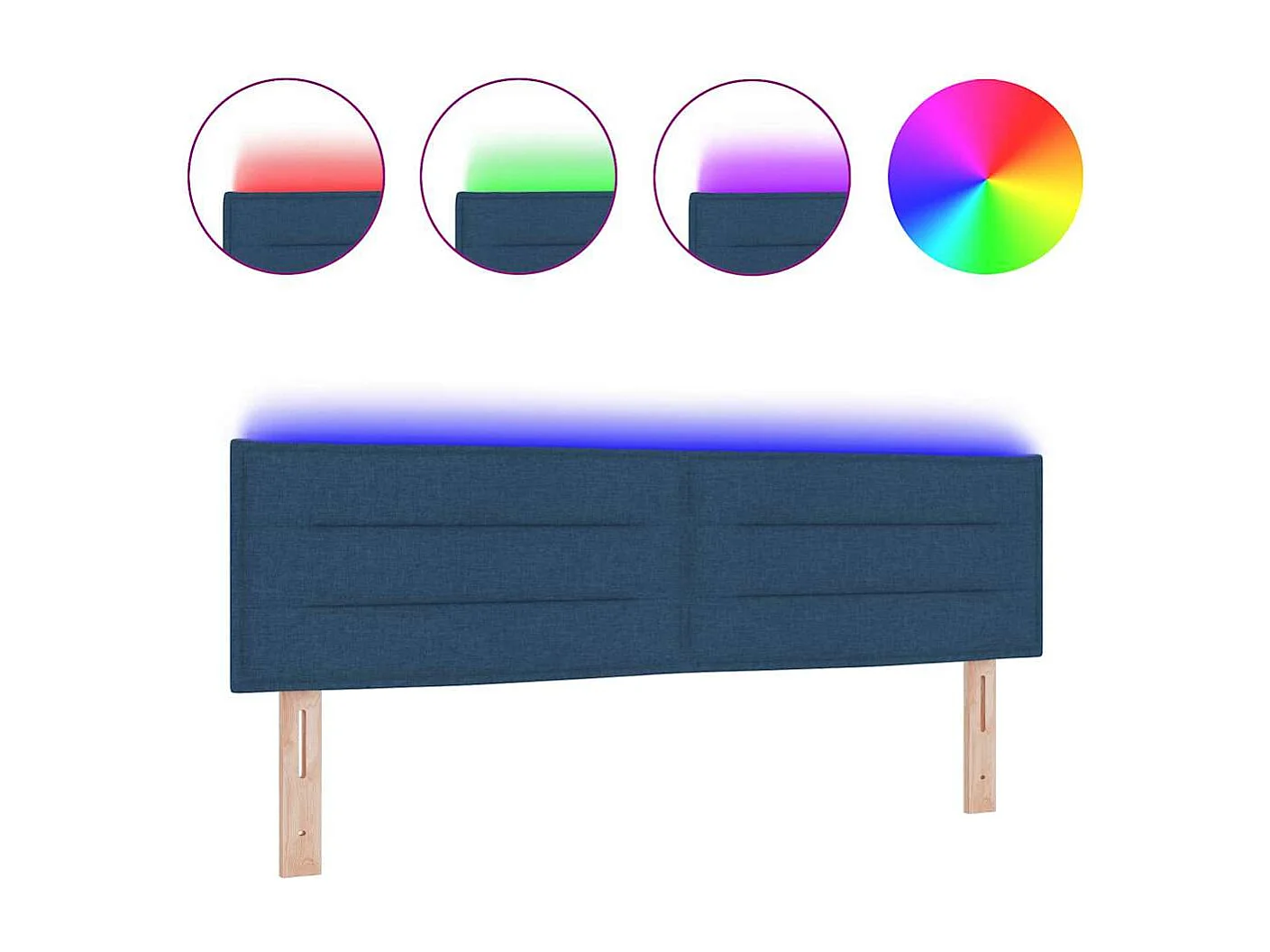 Tête de lit LED avec des lumières à LED Bleu 144 cm tissu